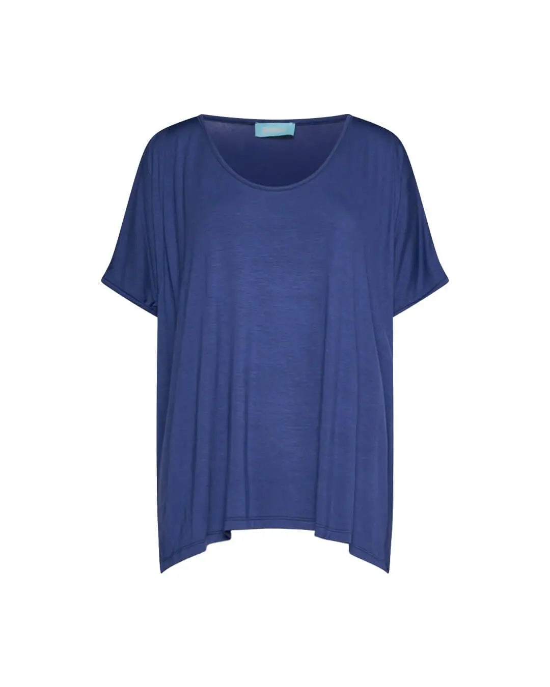 Maglia in filato di viscosa elasticizzata tinta unita con maniche kimono e orlo asimmetrico. BLU DORABELLA