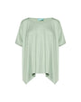 Maglia in filato di viscosa elasticizzata tinta unita con maniche kimono e orlo asimmetrico. MENTA DORABELLA