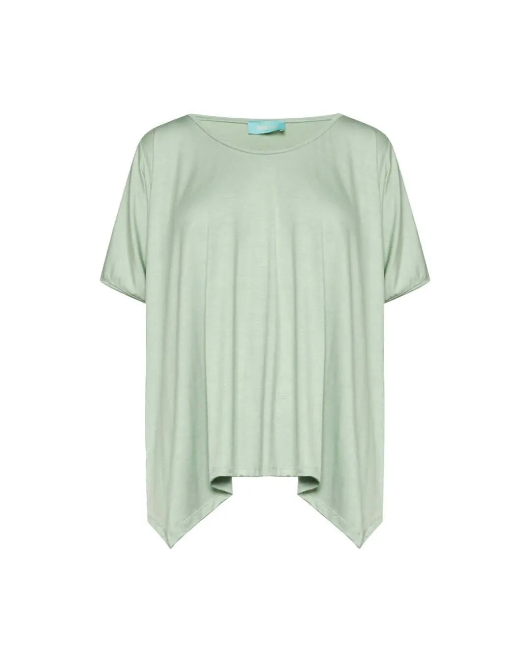 Maglia in filato di viscosa elasticizzata tinta unita con maniche kimono e orlo asimmetrico. MENTA DORABELLA