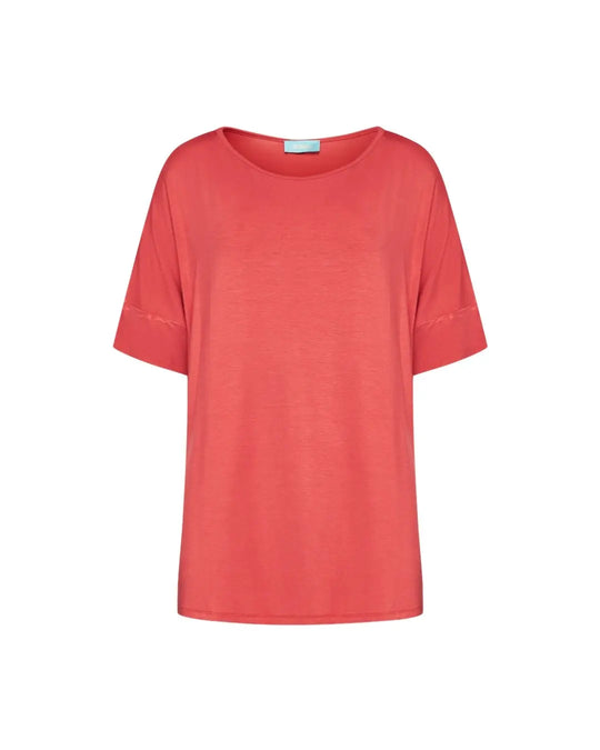 Maglia in filato di viscosa elasticizzata tinta unita con scollo rotondo e maniche kimono. CORALLO DORABELLA PIU' XXL