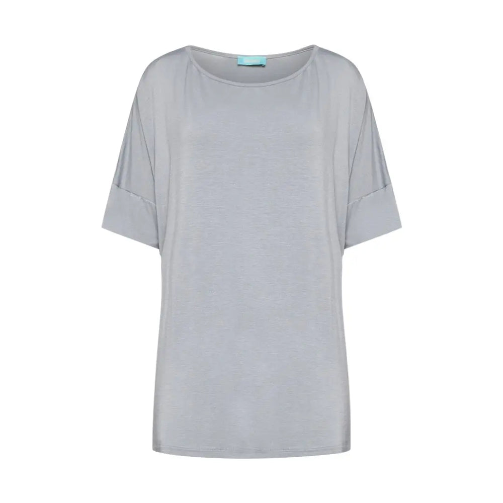 Maglia in filato di viscosa elasticizzata tinta unita con scollo rotondo e maniche kimono. GRIGIO DORABELLA PIU' XXL