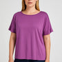 Maglia in filato di viscosa elasticizzata tinta unita con scollo rotondo e maniche kimono. VIOLA DORABELLA PIU'