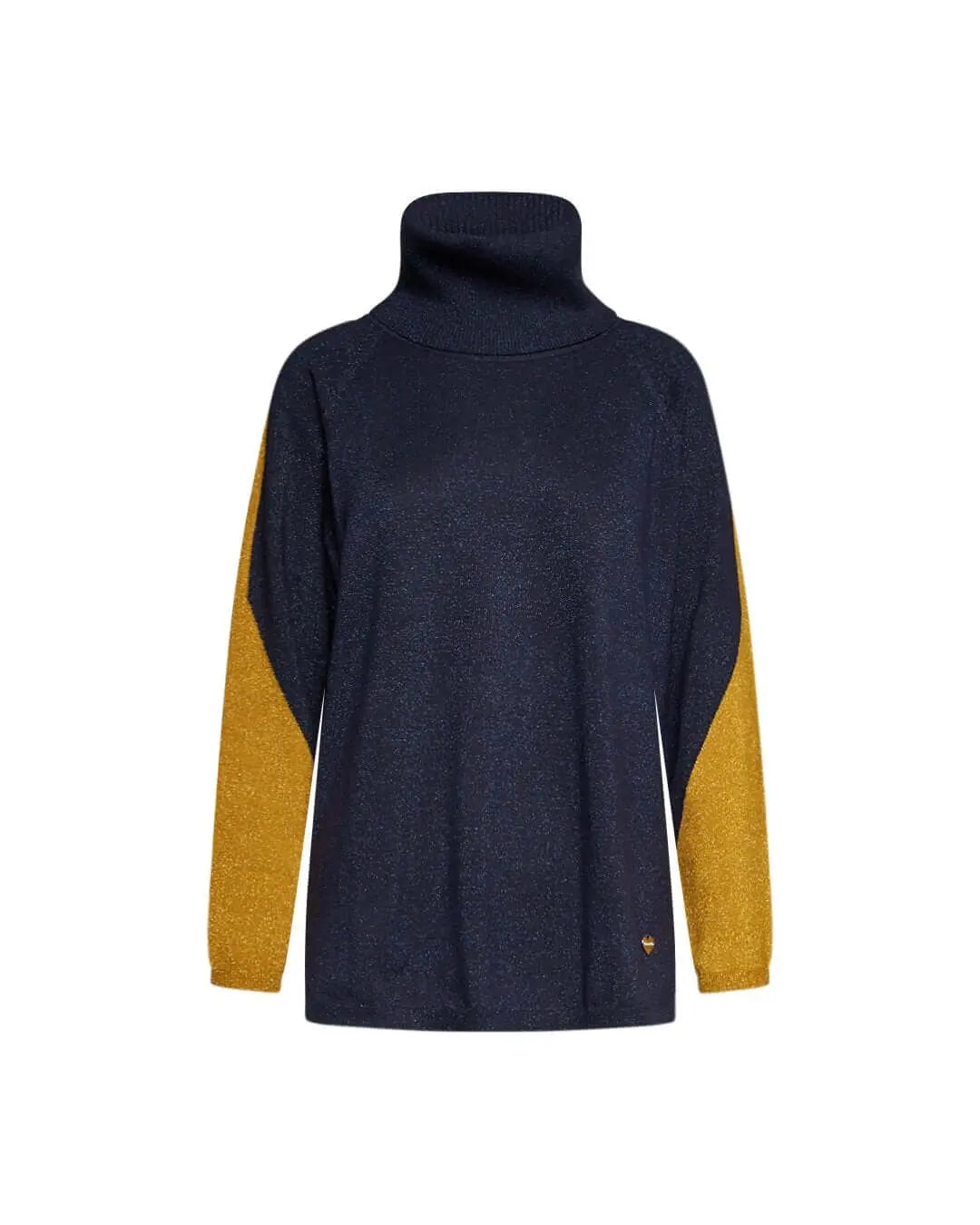 Maglia in lurex bicolor con collo removibile BLU DORABELLA PIU'