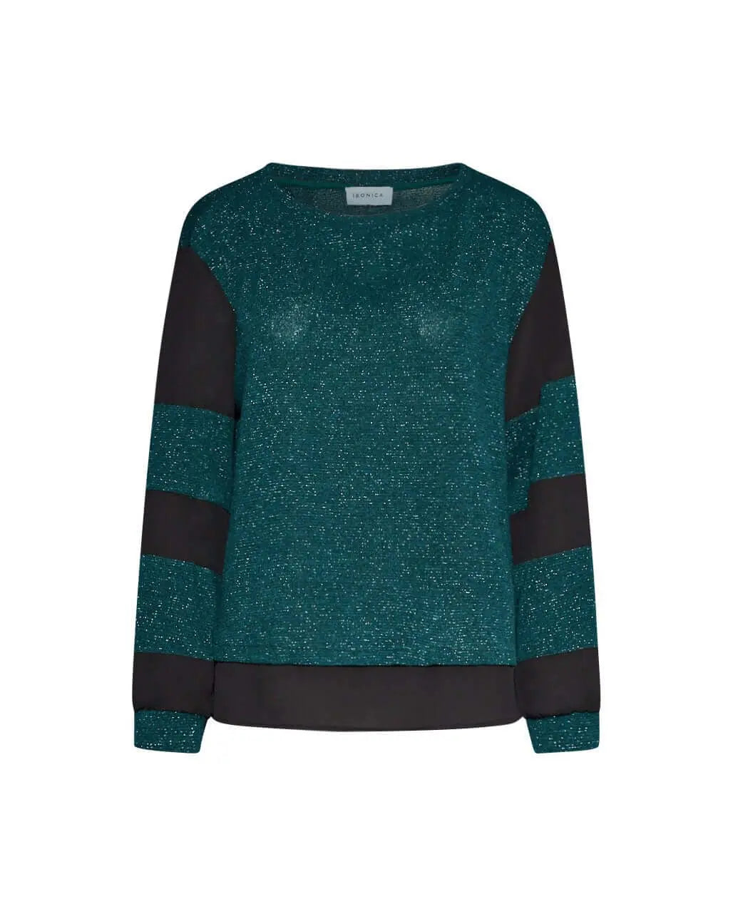 Maglia in lurex e georgette VERDE-NERO IRONICA 3XL