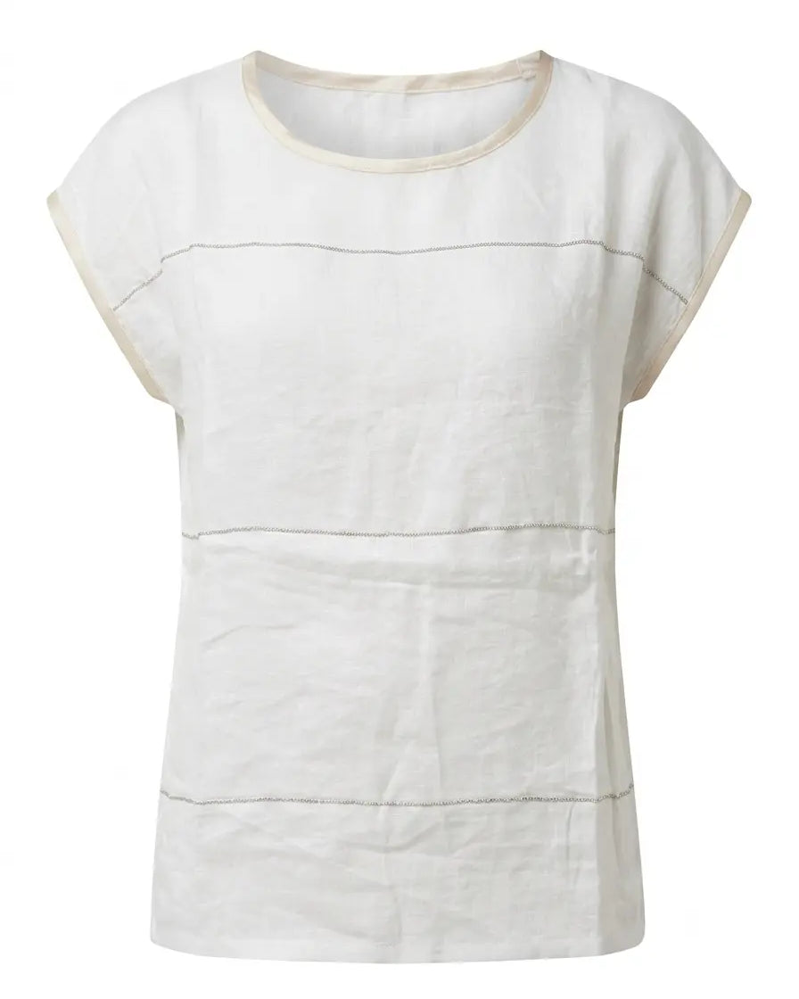 Maglia in misto lino e rayon con passamaneria frontale DORABELLA