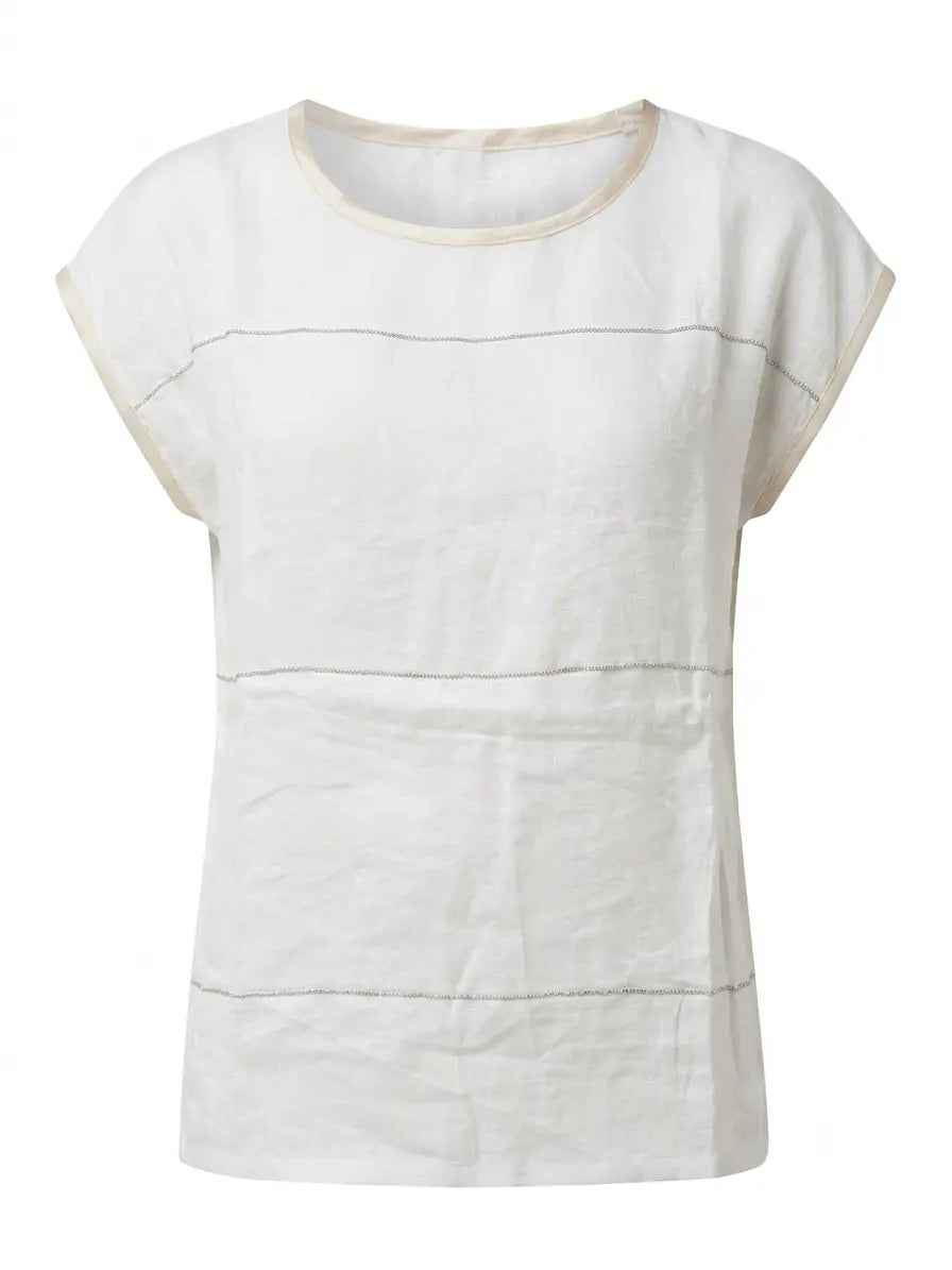 Maglia in misto lino e rayon con passamaneria frontale DORABELLA