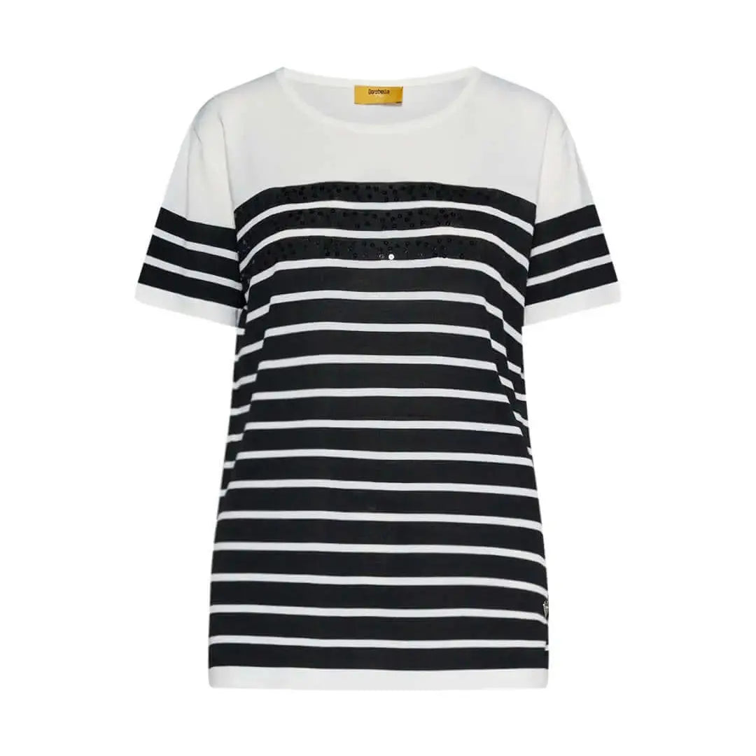 Maglia in misto viscosa a righe con paillettes BIANCO-NERO DORABELLA PIU' XXXL