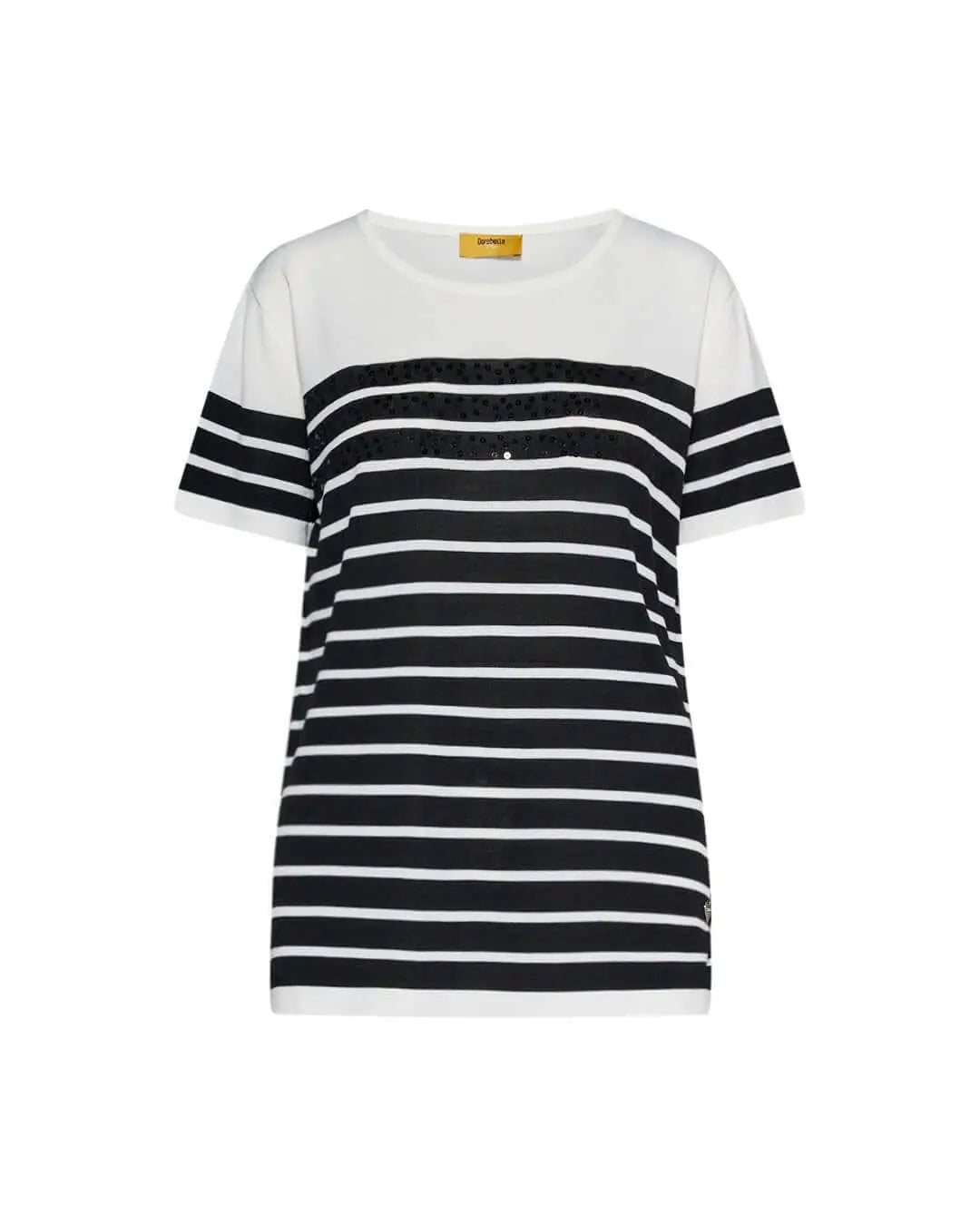 Maglia in misto viscosa a righe con paillettes BIANCO-NERO DORABELLA PIU' XXXL