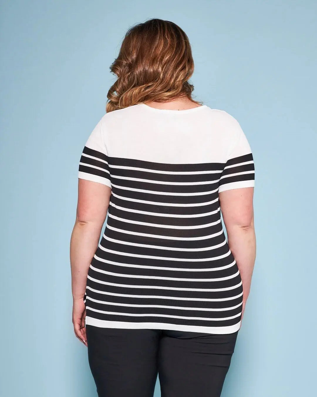 Maglia in misto viscosa a righe con paillettes BIANCO-NERO DORABELLA PIU'