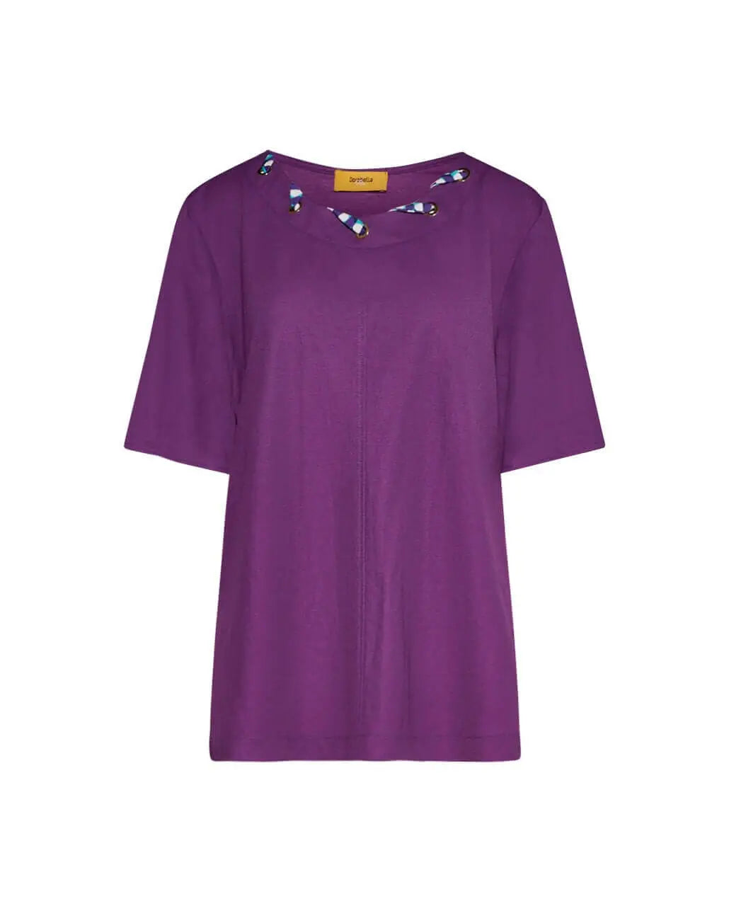 Maglia in tinta unita con occhielli con tessuto intrecciato VIOLA DORABELLA PIU'