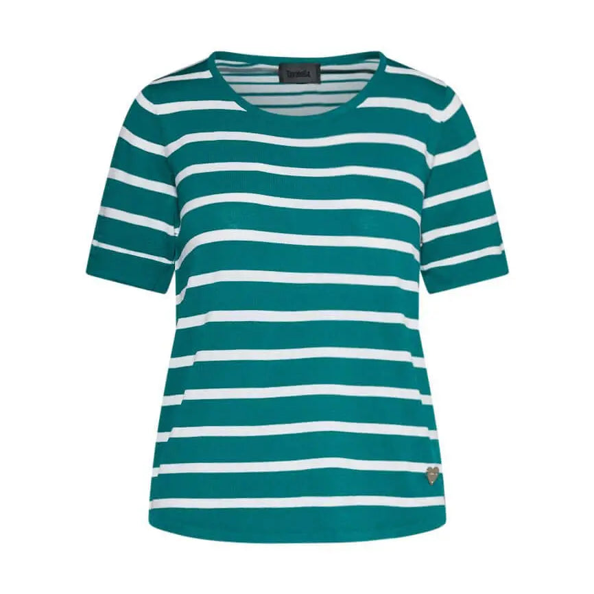 Maglia in viscosa a righe SMERALDO-BIANCO DORABELLA XL