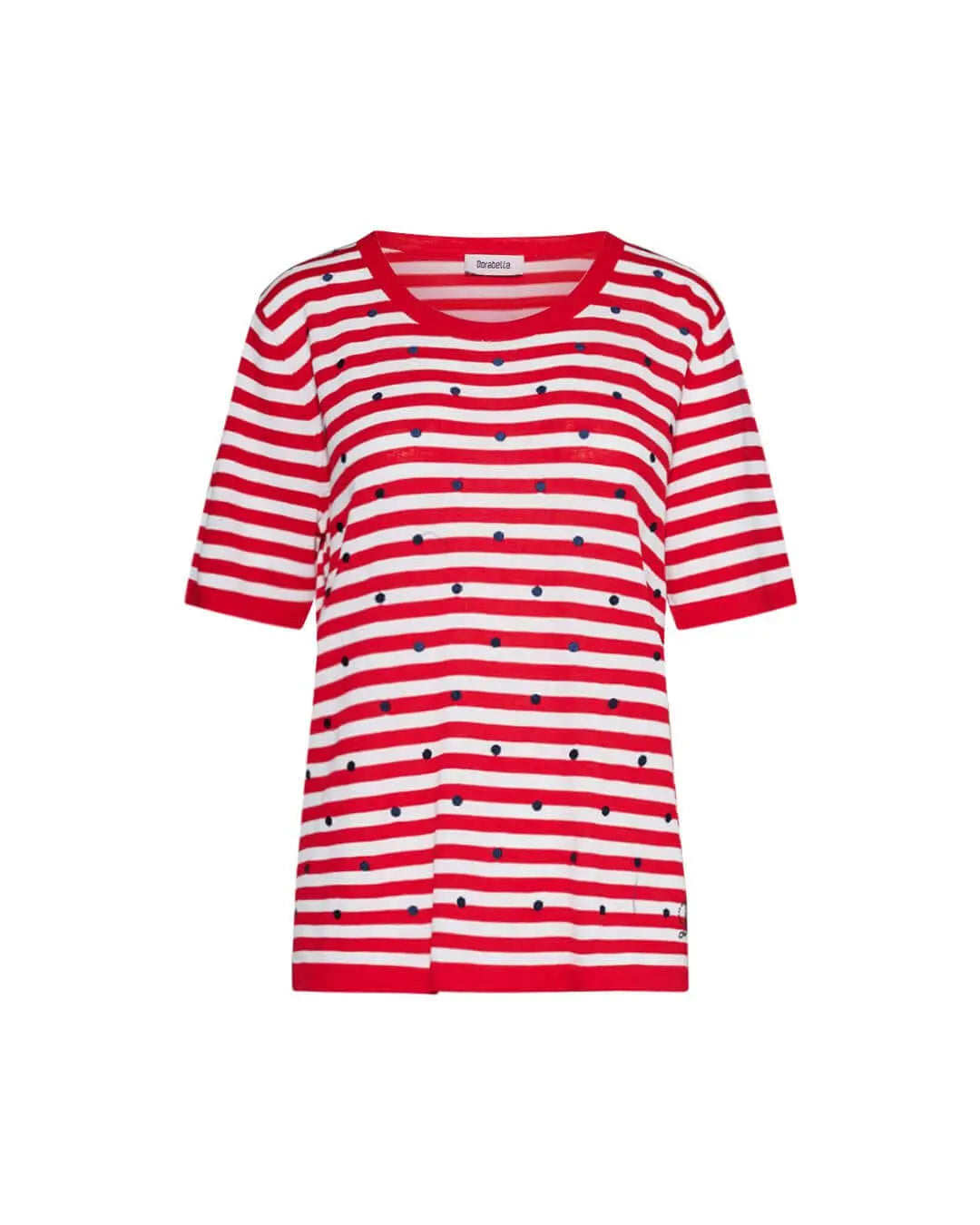 Maglia in viscosa a righe e pois a contrasto ROSSO-BIANCO-BLU DORABELLA PIU' XL