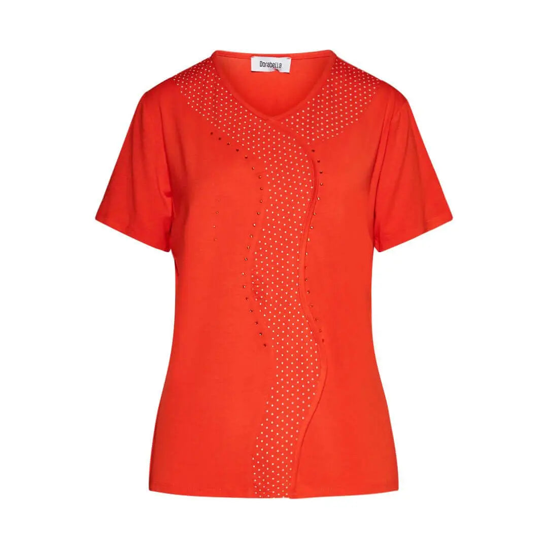 Maglia in viscosa con pois e strass ARANCIO DORABELLA PIU' XL