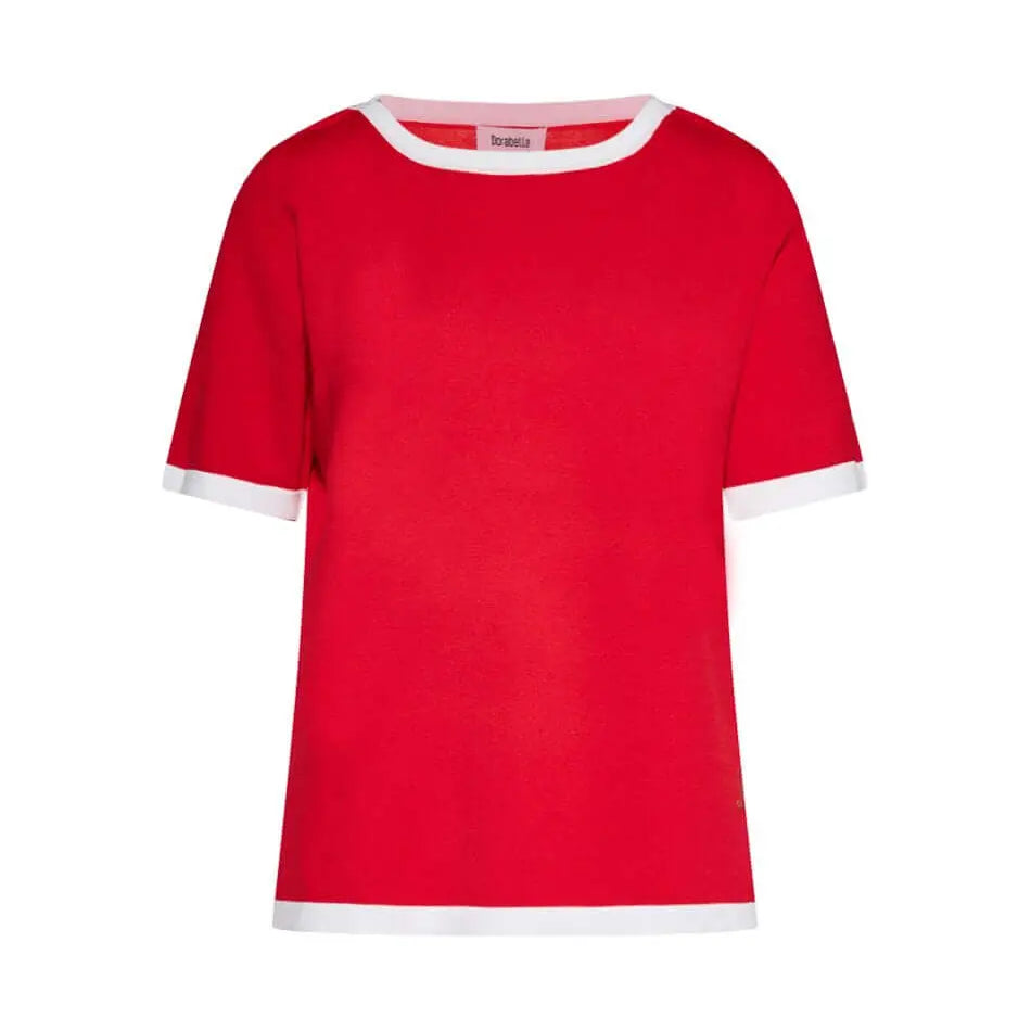 Maglia in viscosa con profili a contrasto ROSSO DORABELLA PIU' XL