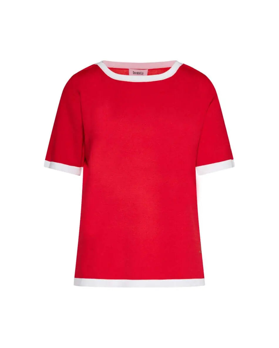 Maglia in viscosa con profili a contrasto ROSSO DORABELLA PIU' XL