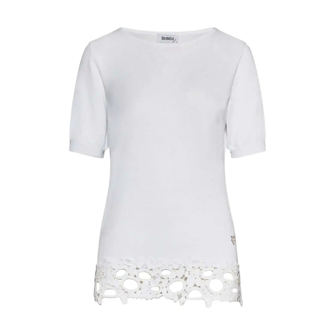 Maglia in viscosa con ricamo macramé BIANCO DORABELLA XL