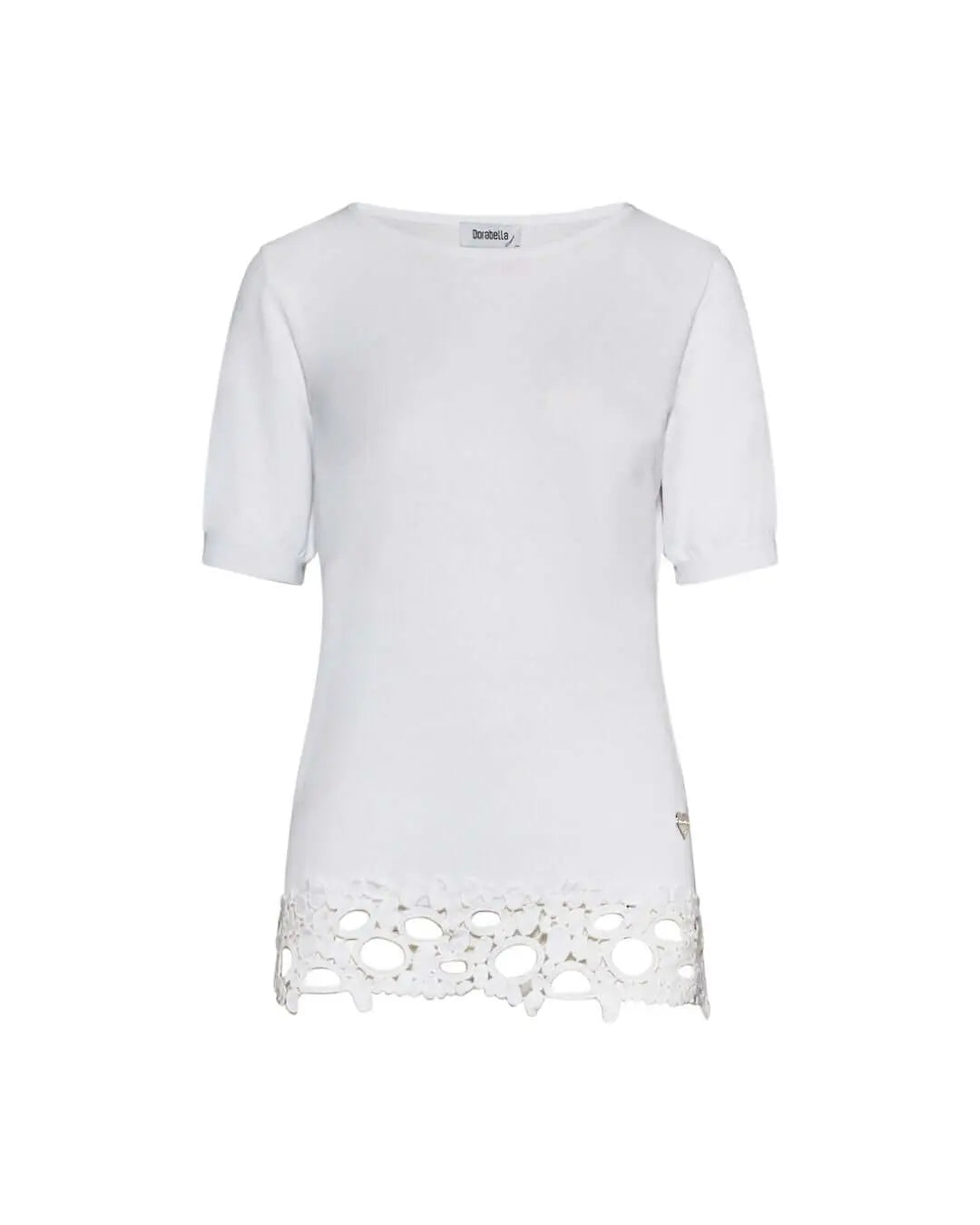 Maglia in viscosa con ricamo macramé BIANCO DORABELLA XL