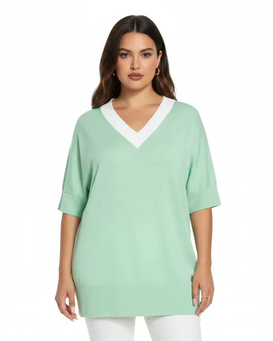 Maglia in viscosa con scollo V MENTA DORABELLA CURVY