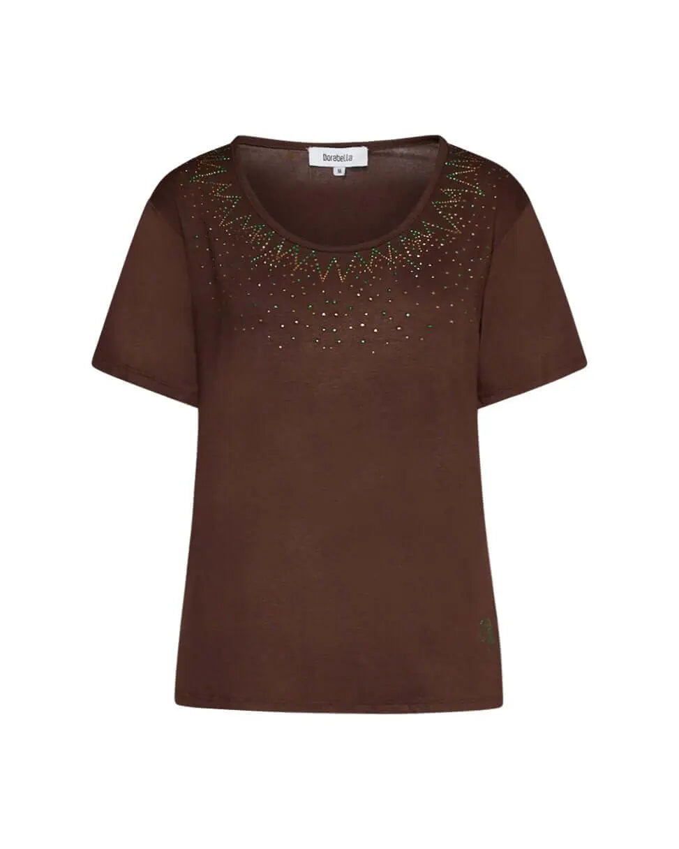 Maglia in viscosa con strass CACAO DORABELLA PIU' XL
