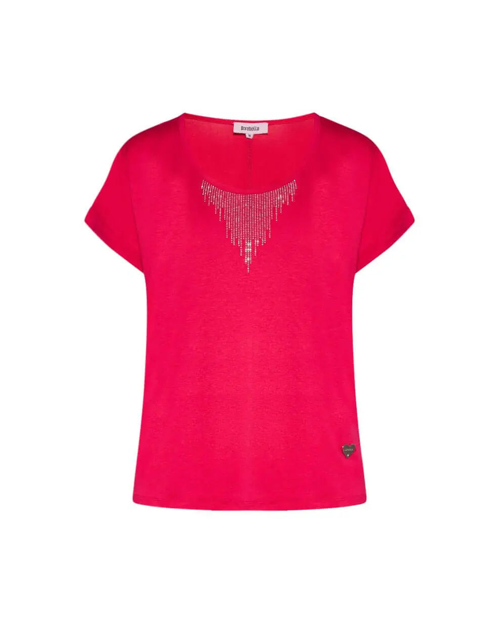 Maglia in viscosa con strass FUXIA DORABELLA PIU' XL