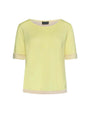 Maglia in viscosa in tinta unita con dettagli a righe GIALLO DORABELLA XL