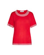 Maglia in viscosa in tinta unita con profili a righe ROSSO DORABELLA PIU' XL