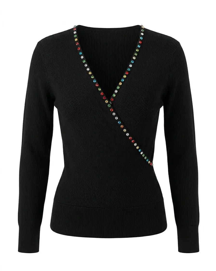 Maglia incrocio con strass DORABELLA