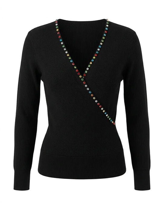 Maglia incrocio con strass DORABELLA