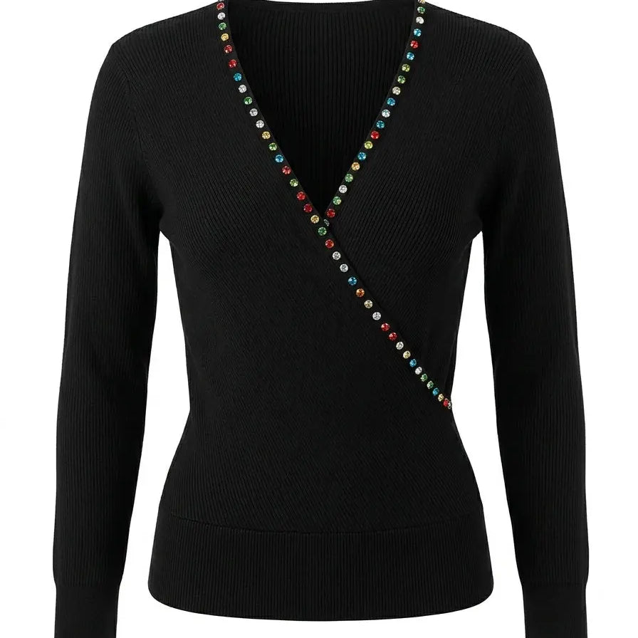Maglia incrocio con strass DORABELLA