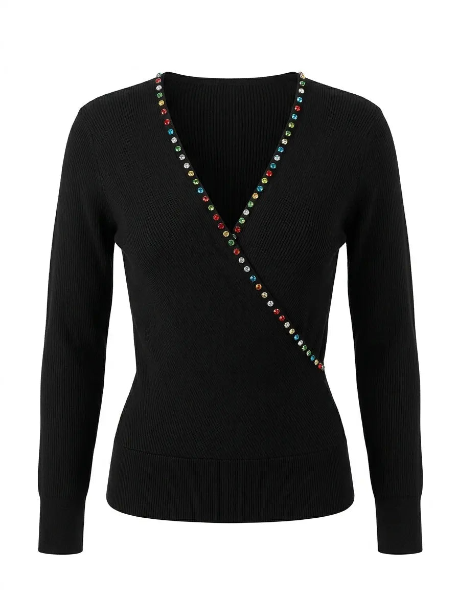 Maglia incrocio con strass DORABELLA