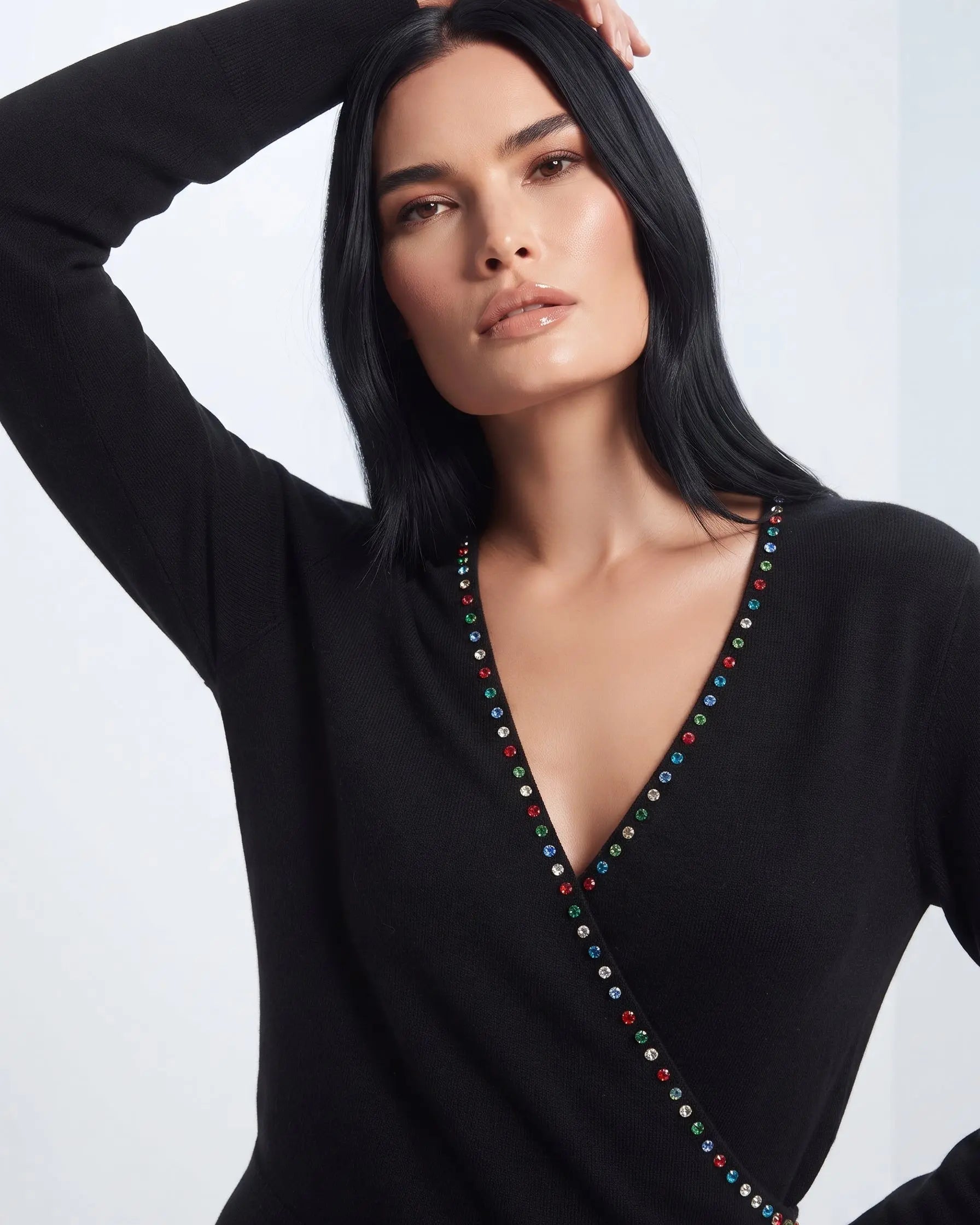 Maglia incrocio con strass DORABELLA