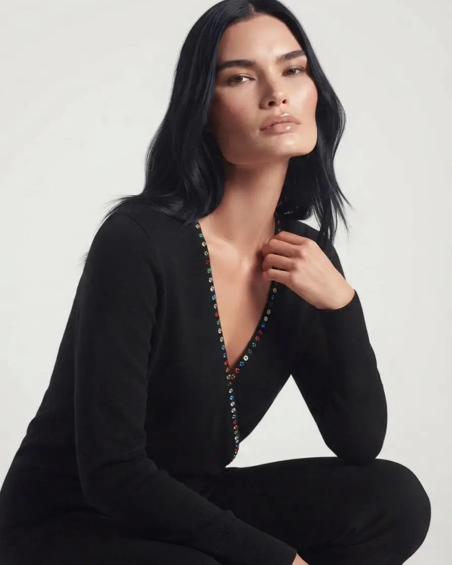 Maglia incrocio con strass DORABELLA