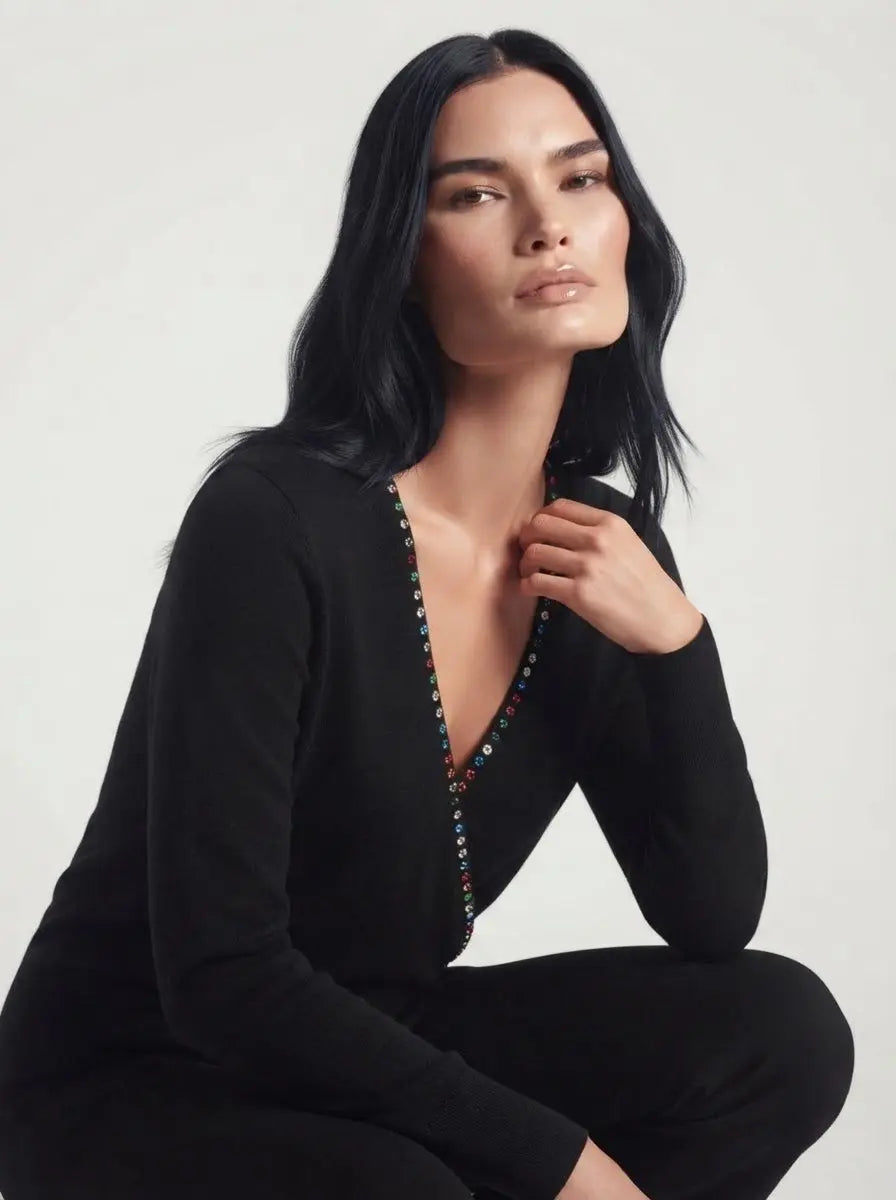 Maglia incrocio con strass DORABELLA