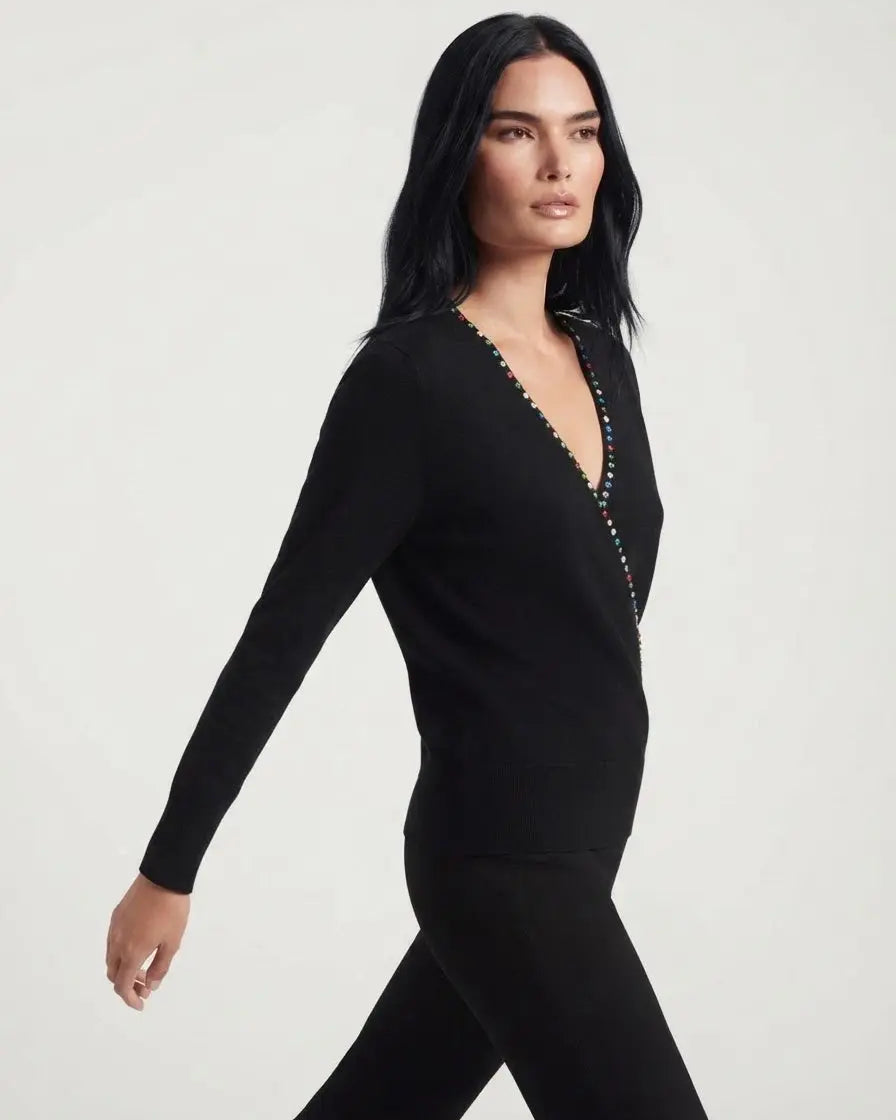 Maglia incrocio con strass DORABELLA