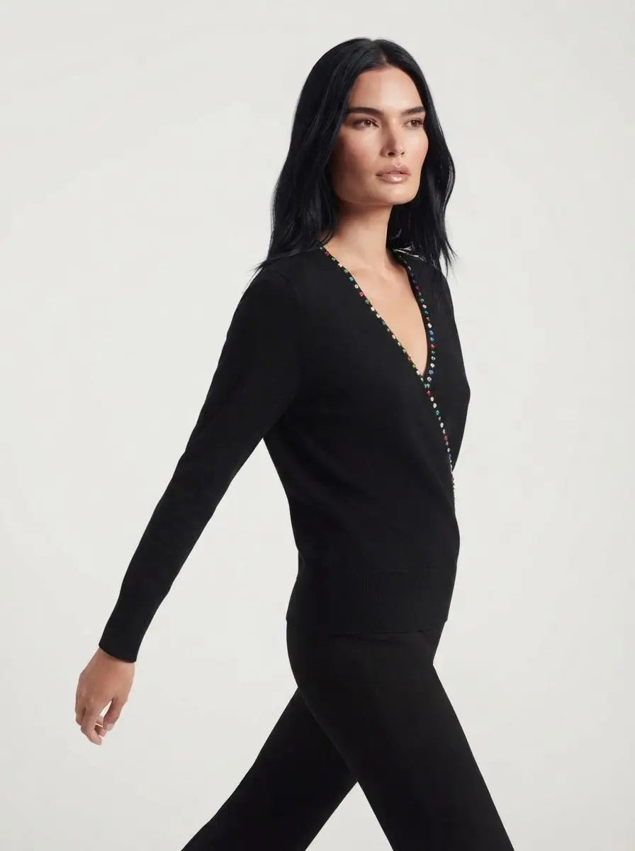 Maglia incrocio con strass DORABELLA