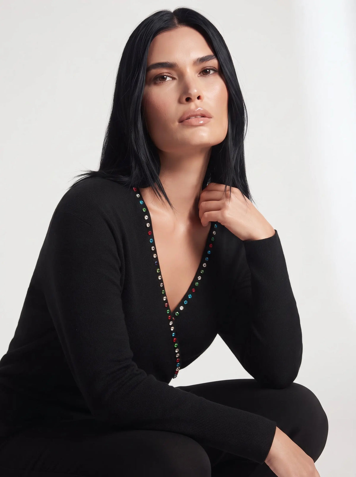 Maglia incrocio con strass DORABELLA