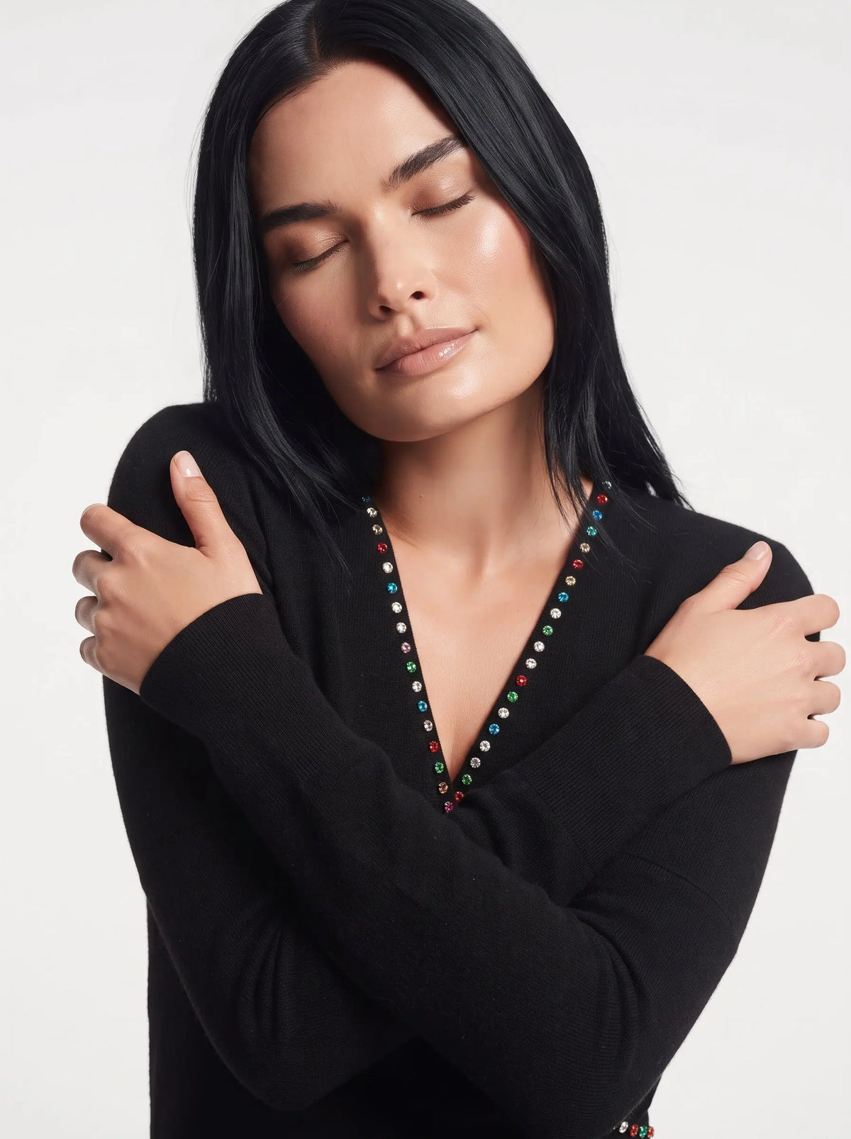 Maglia incrocio con strass DORABELLA