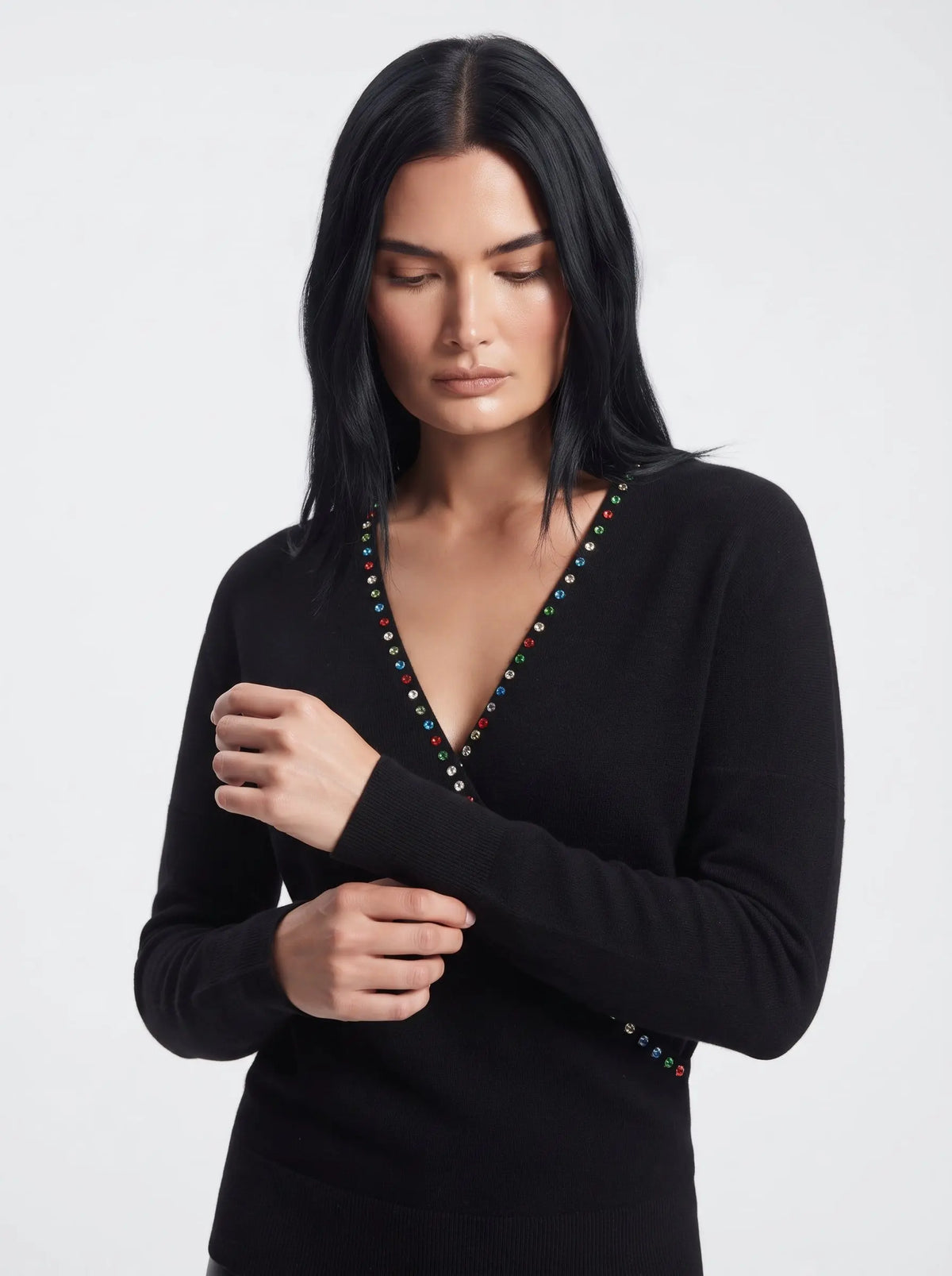 Maglia incrocio con strass DORABELLA