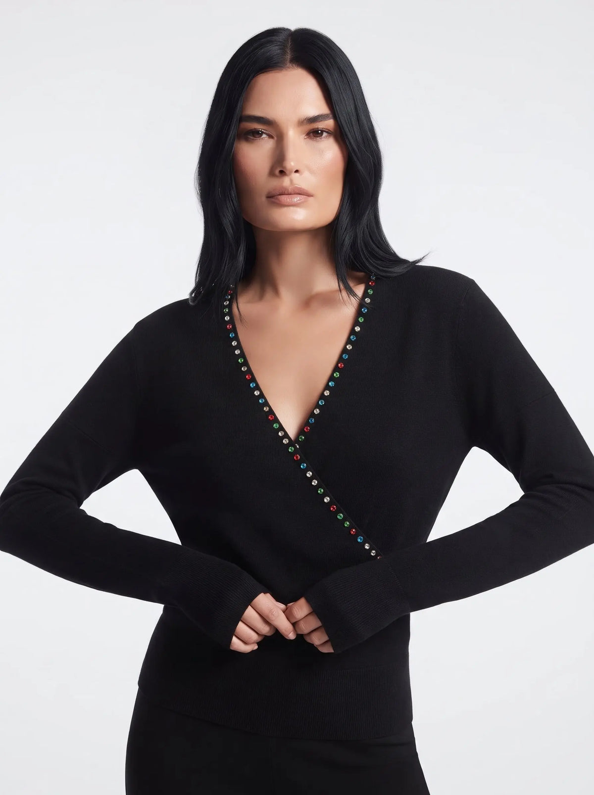 Maglia incrocio con strass DORABELLA