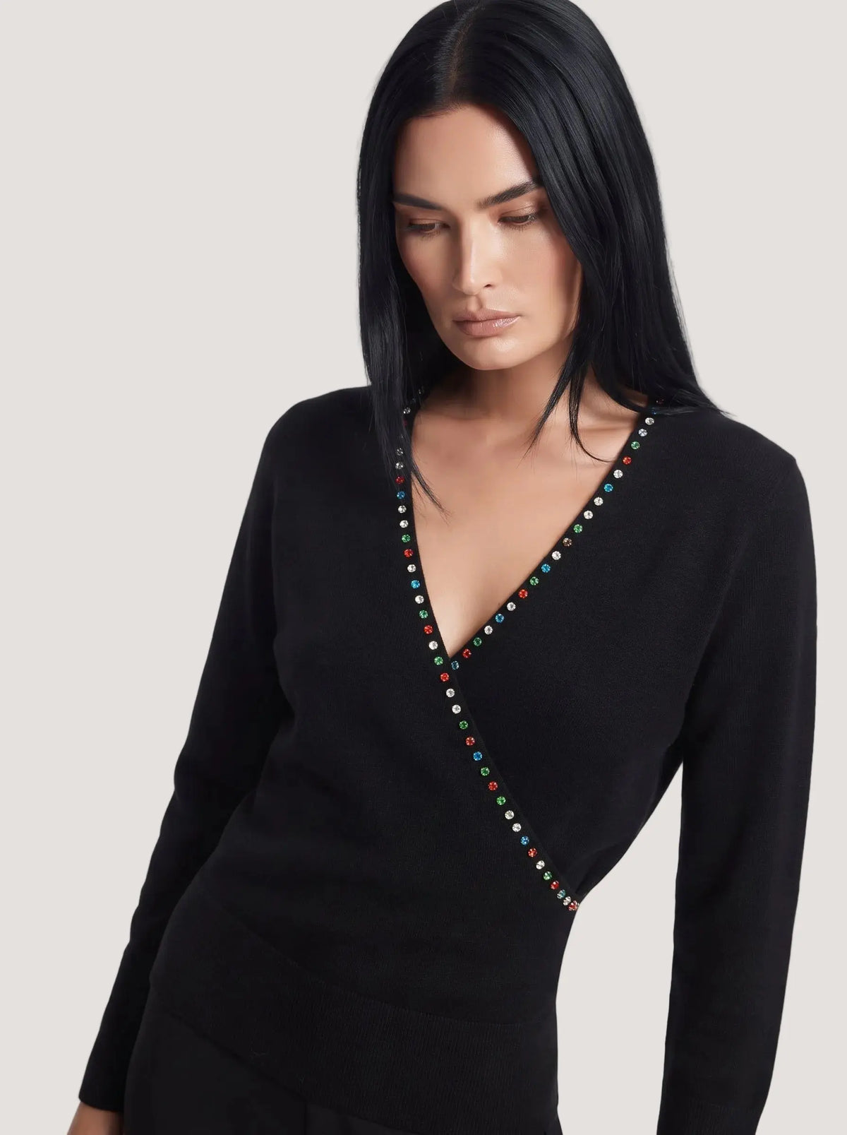 Maglia incrocio con strass DORABELLA