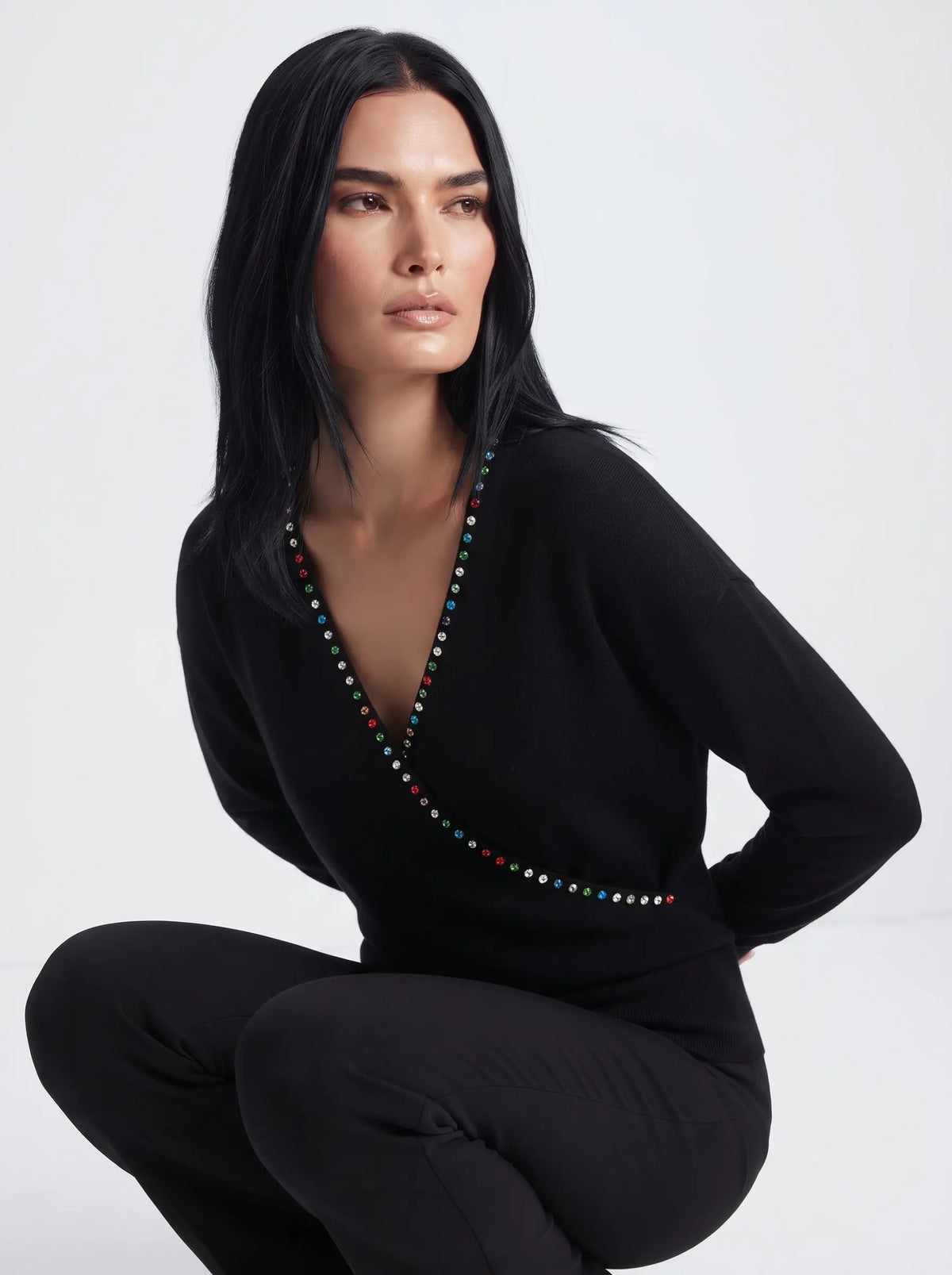 Maglia incrocio con strass DORABELLA