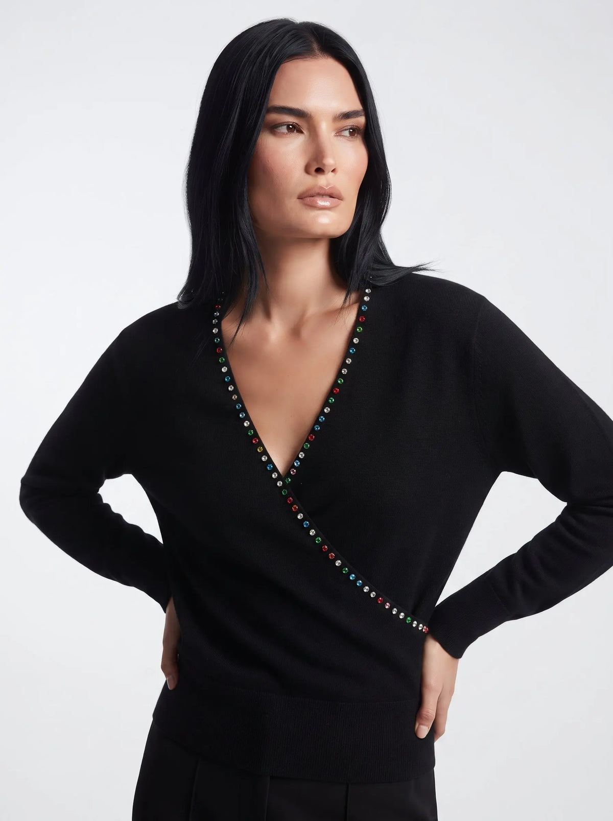 Maglia incrocio con strass DORABELLA