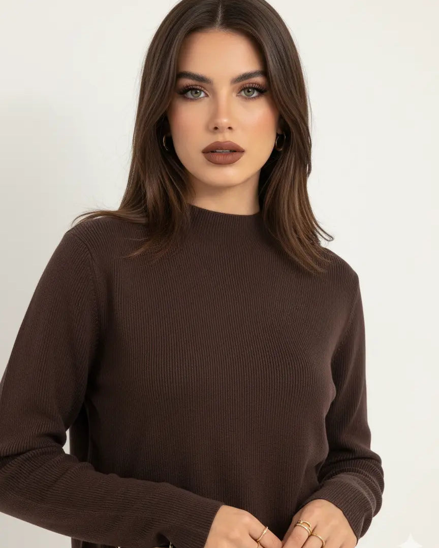 Maglia lupetto a costina con accessori DORABELLA