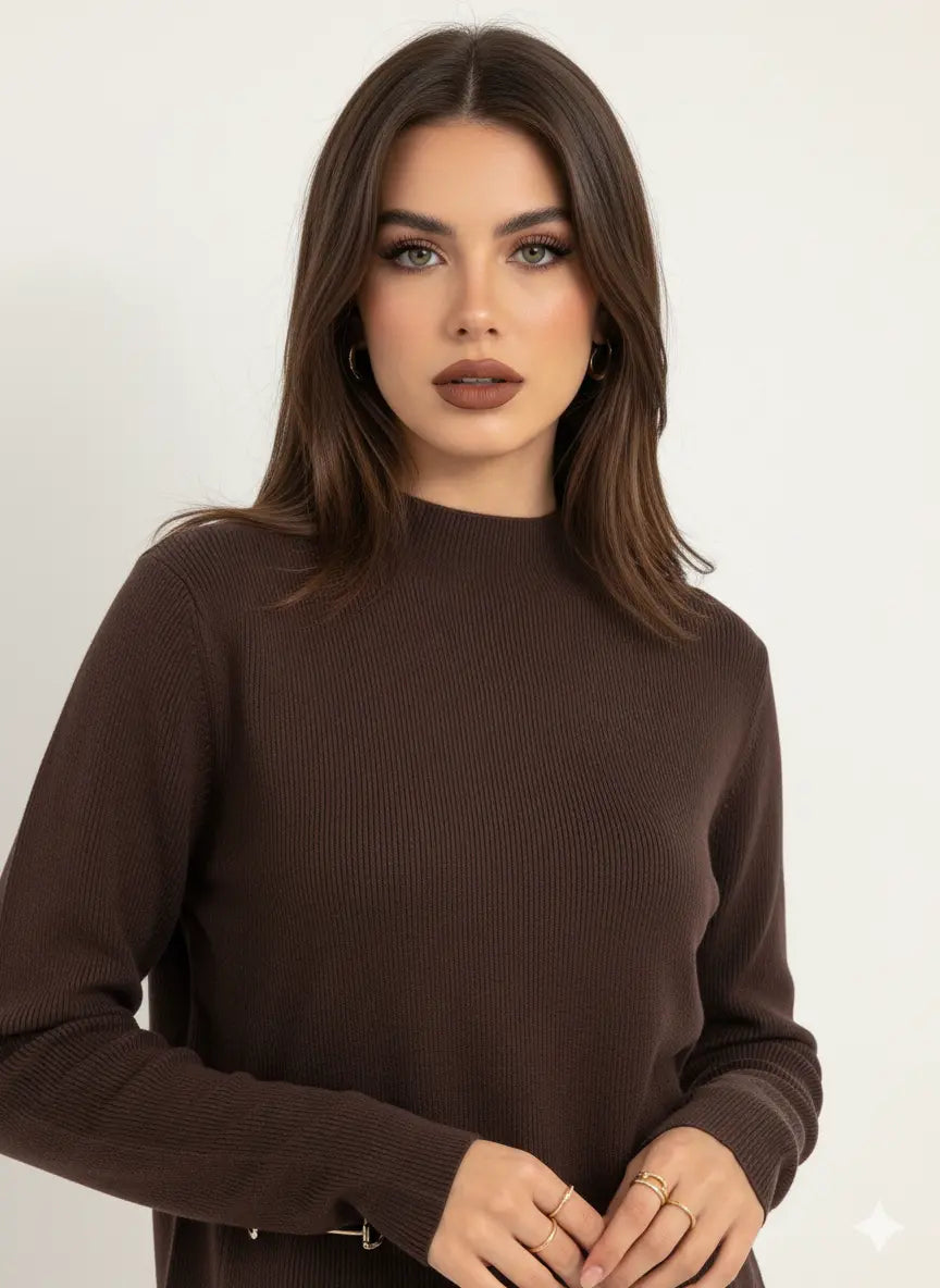 Maglia lupetto a costina con accessori DORABELLA