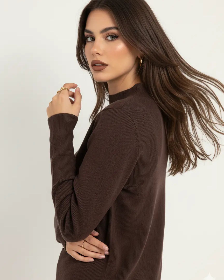 Maglia lupetto a costina con accessori DORABELLA