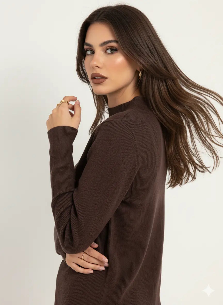 Maglia lupetto a costina con accessori DORABELLA