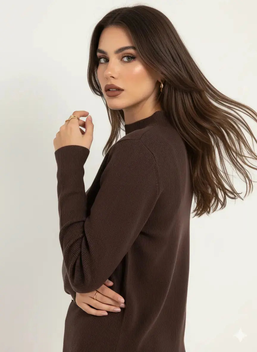 Maglia lupetto a costina con accessori DORABELLA