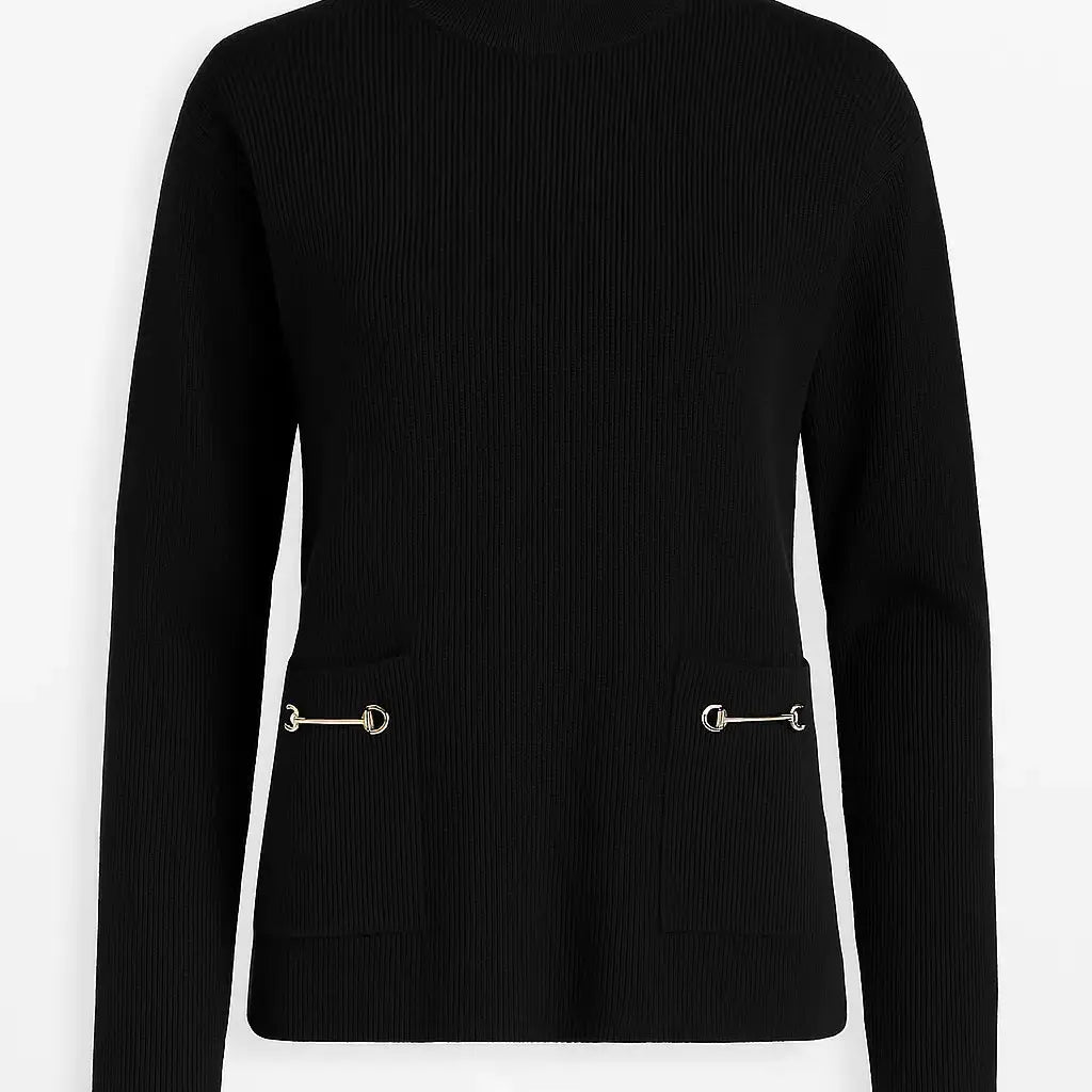 Maglia lupetto a costina con accessori DORABELLA