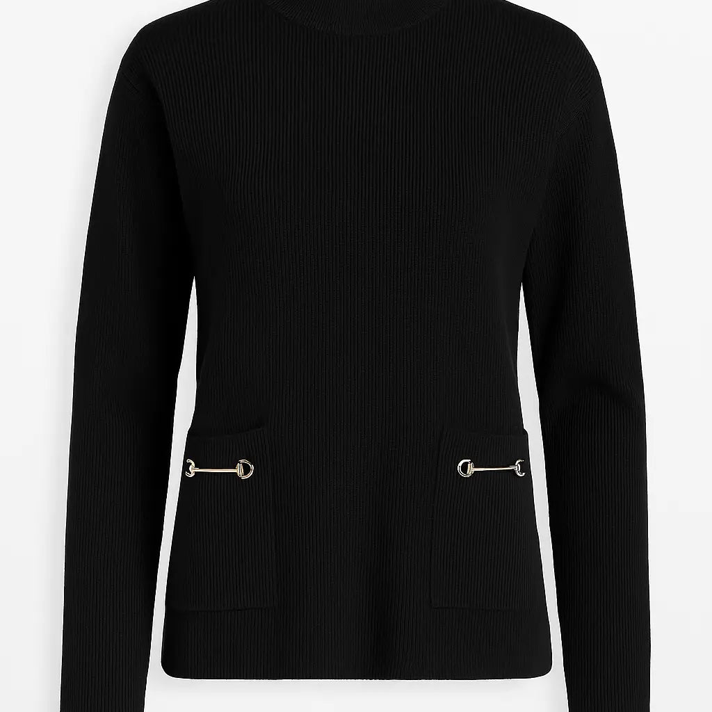 Maglia lupetto a costina con accessori DORABELLA