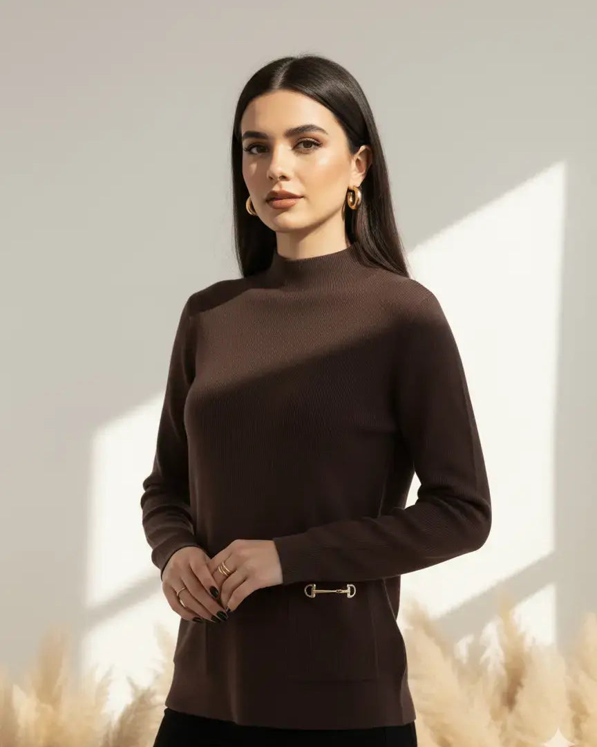 Maglia lupetto a costina con accessori DORABELLA